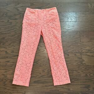 Anthropologie Corey Lynn Calter Pink Lace Youghal Crop Pants Size 4
